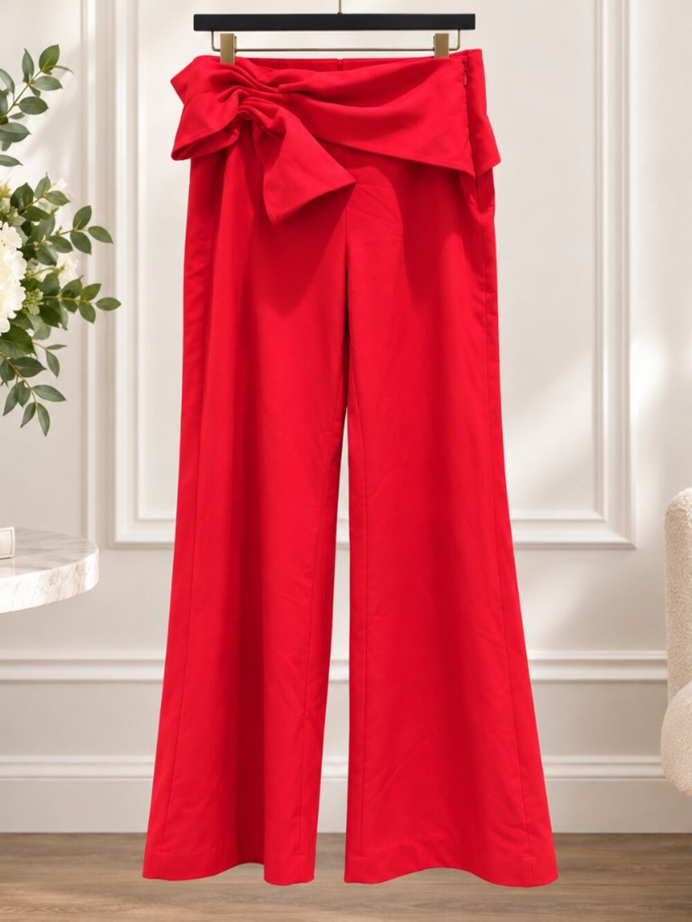 Sachin & Babi Whitley Red Bow Wide Leg Pants | Size 8 | Retail $395